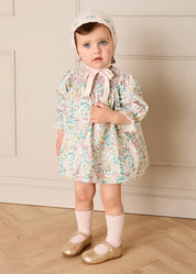 Bertoli Floral Petal Collar Long Sleeve Dress With Bloomers in Dusty Pink (6mths-4yrs) Dresses from Pepa London