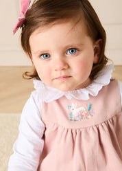 Bunny Floral Embroidered Pocket Detail Dungarees in Pink (12mths-4yrs) DUNGAREES from Pepa London