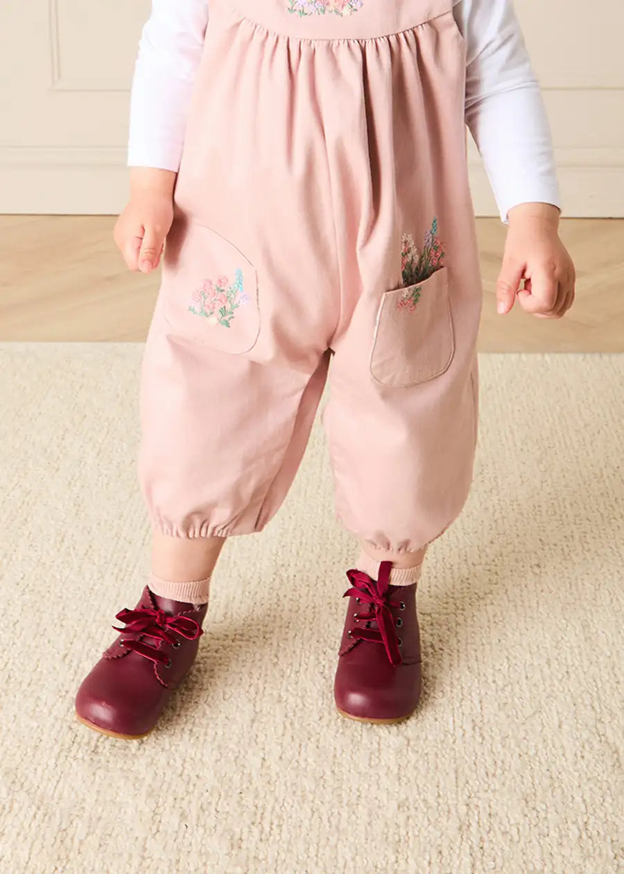 Bunny Floral Embroidered Pocket Detail Dungarees in Pink (12mths-4yrs) DUNGAREES from Pepa London