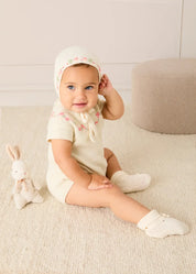 Knitted Bow Detail Cotton Booties in Cream (0-6mths)
