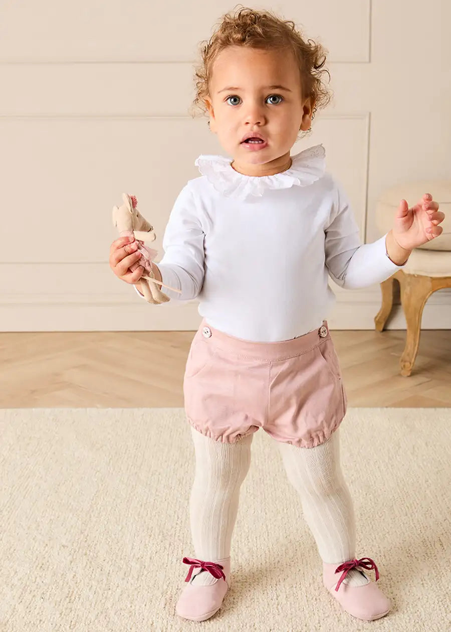 Ruffle Collar Long Sleeve Bodysuit in White (1mth-3yrs) Tops & Bodysuits from Pepa London