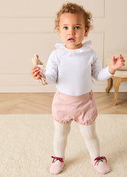 Ruffle Collar Long Sleeve Bodysuit in White (1mth-3yrs) Tops & Bodysuits from Pepa London