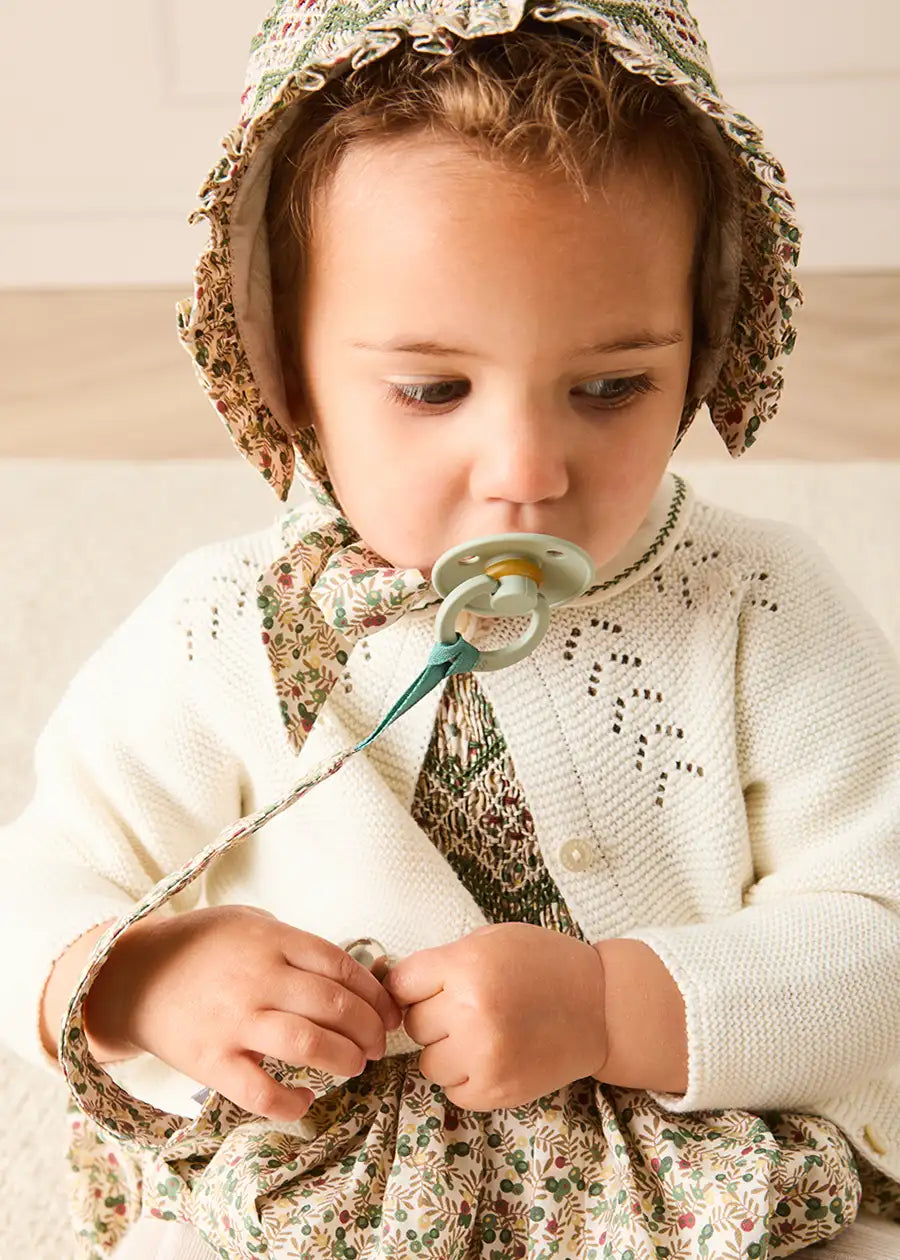 Evelyn Floral Hand Smocked Romper in Green (6mths-3yrs) Rompers from Pepa London