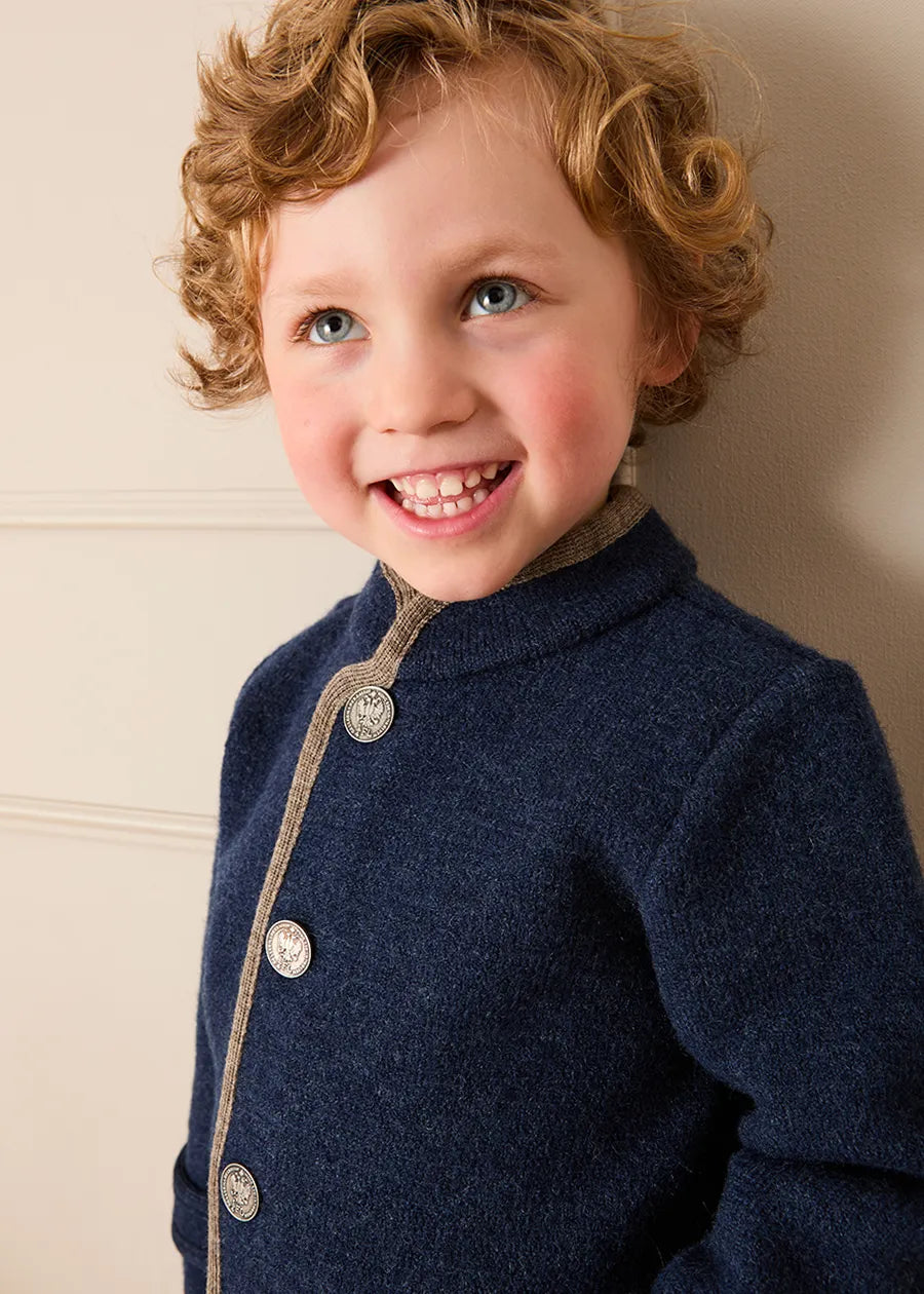 Austrian Single Breasted Contrast Trim Jacket in Blue (18mths-10yrs)