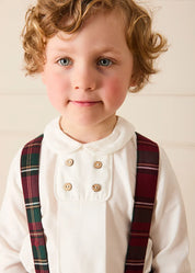 Balmoral Tartan Trousers With Braces in Burgundy (18mths-5yrs) Trousers from Pepa London