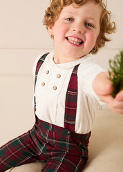 Balmoral Tartan Trousers With Braces in Burgundy (18mths-5yrs) Trousers from Pepa London