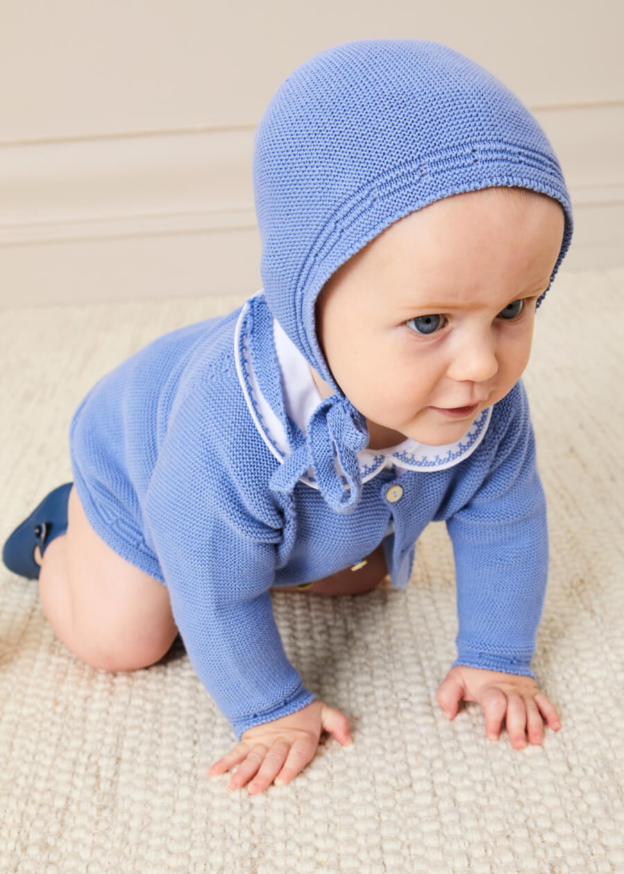 Peter Pan Collar Embroidered Detail Short Sleeve Bodysuit in Blue (3mths-3yrs) Tops & Bodysuits from Pepa London