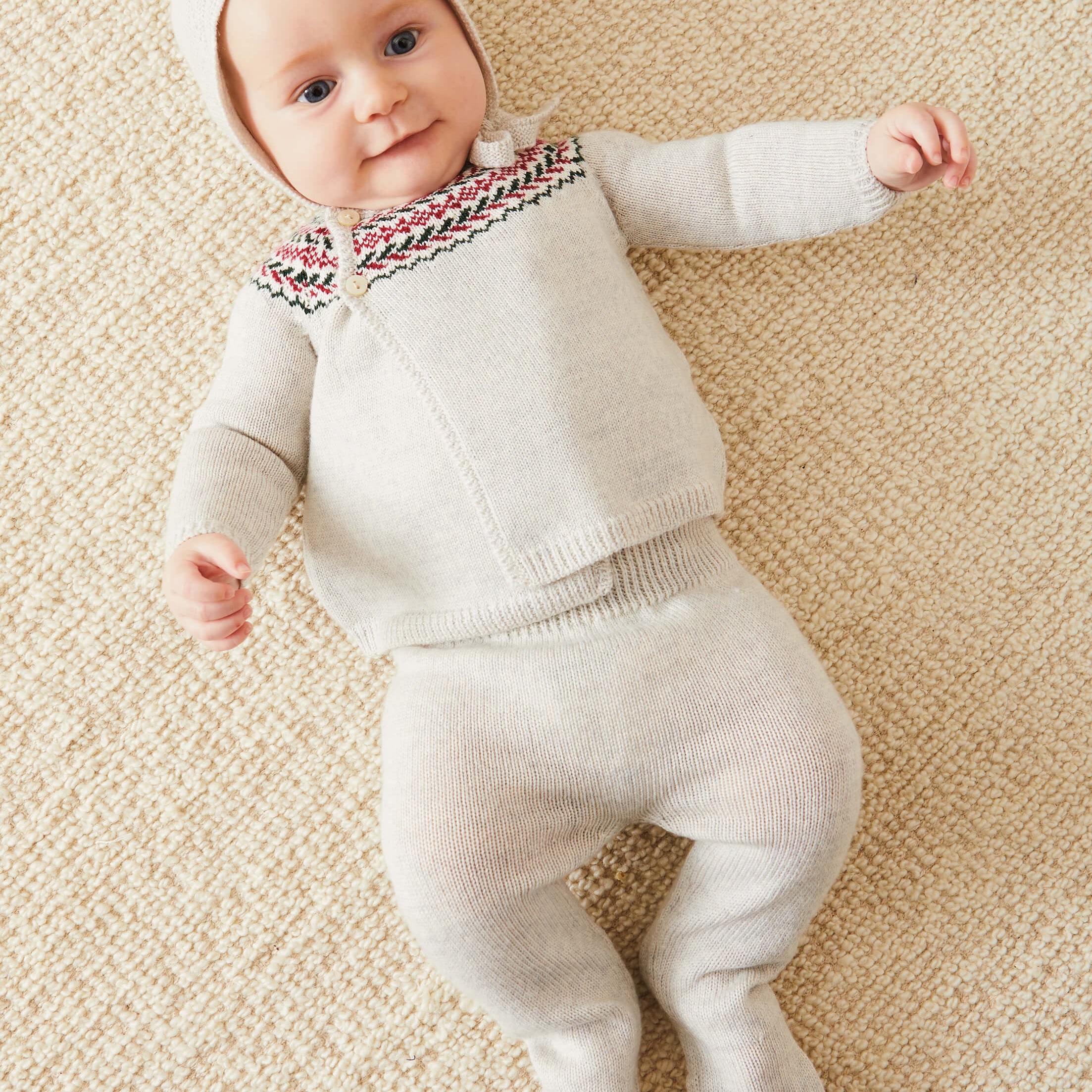 Fair Isle Knitted 2 Piece Set In Grey (1-9mths) KNITTED SETS from Pepa London