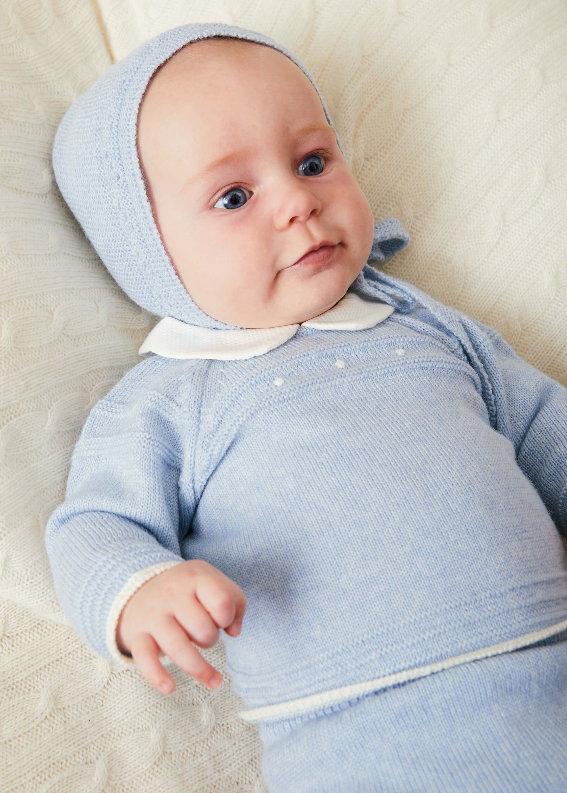 Dot Detail Knitted Set in Baby Blue (1-6mths) KNITTED SETS  from Pepa London