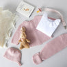 Openwork Contrast Dot Merino Wool Knitted Set in Pink (0-12mths) Knitted Sets  from Pepa London