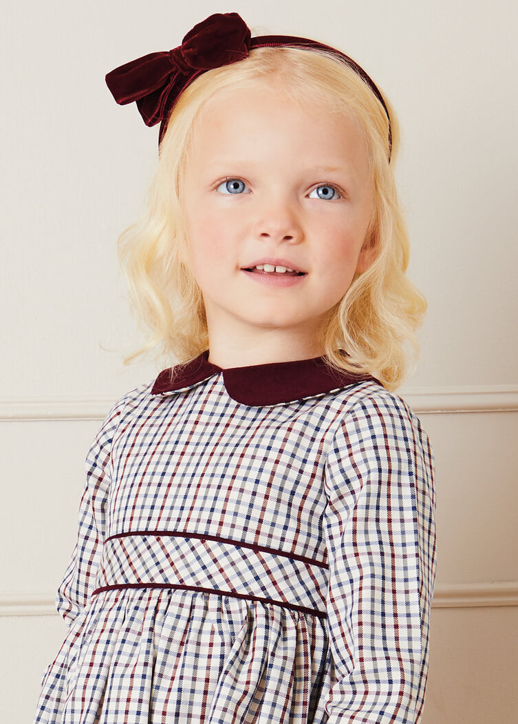 Ebury Check Peter Pan Collar Belted Dress In Beige (2-10yrs) DRESSES from Pepa London