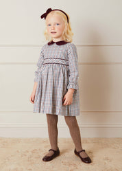 Ebury Check Peter Pan Collar Belted Dress In Beige (2-10yrs) DRESSES from Pepa London