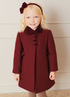 Single Breasted Scallop Detail Coat In Burgundy (12mths-10yrs) COATS  from Pepa London