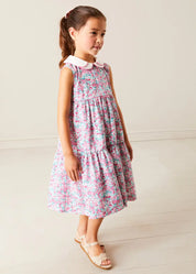 Eloise Floral Scallop Collar Sleeveless Dress in Pink (4-12yrs) DRESSES from Pepa London