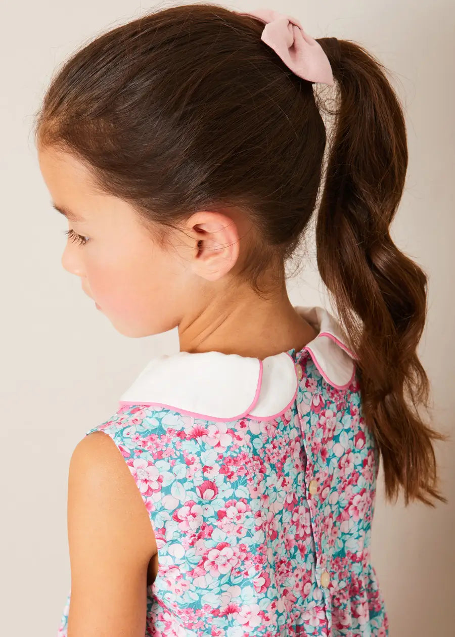 Eloise Floral Scallop Collar Sleeveless Dress in Pink (4-12yrs) DRESSES from Pepa London