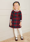 Tartan Peter Pan Collar Belted Dress In Red (12mths-10yrs) DRESSES  from Pepa London