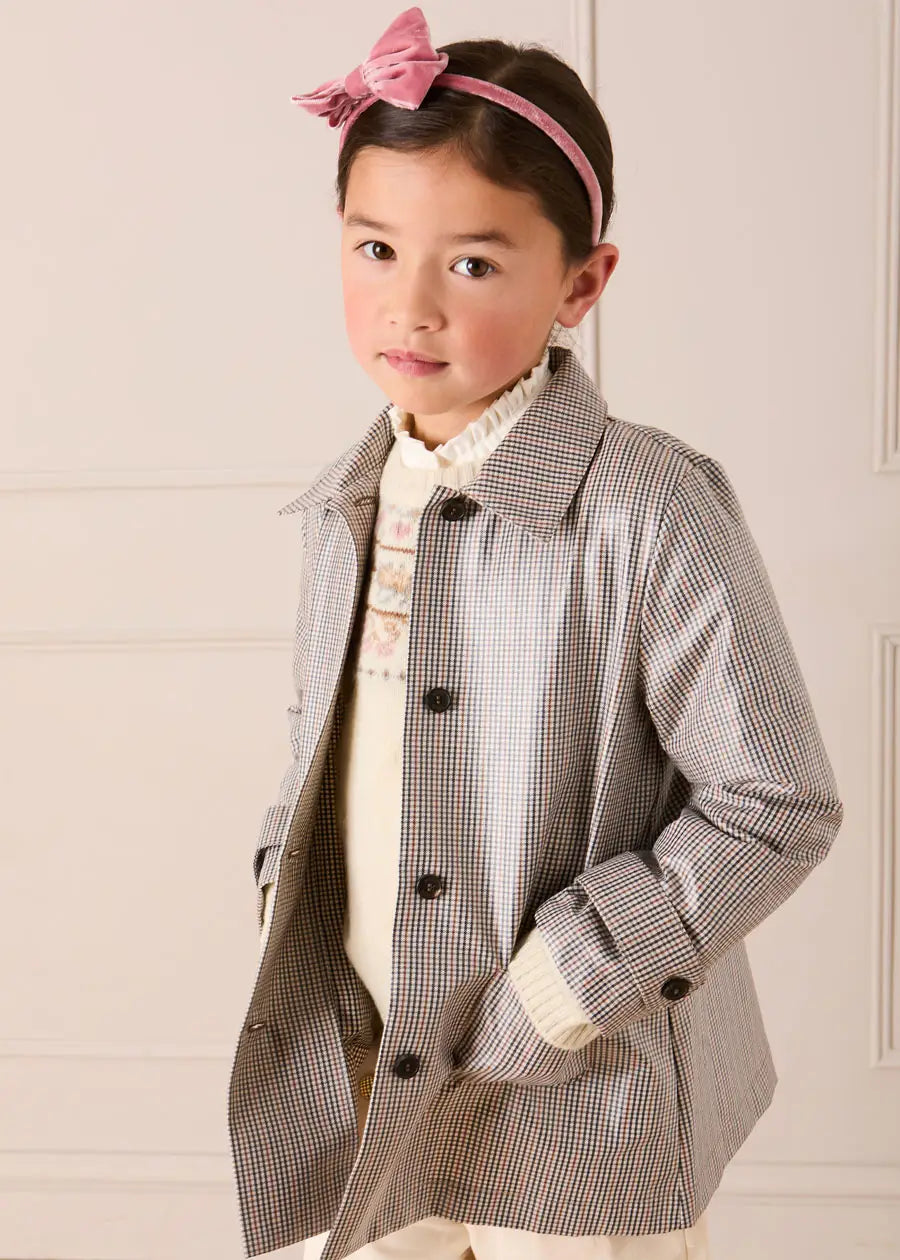 Sloane Check Raincoat with Pockets in Camel (4-10yrs) Coats from Pepa London