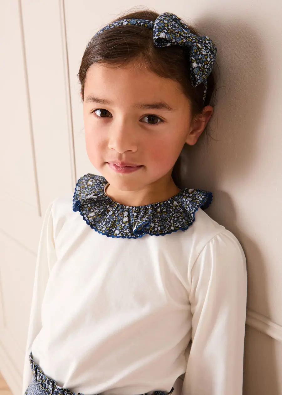 Lydia Floral Detail Long Sleeve Top in Off White (2-10yrs) Tops & Bodysuits from Pepa London