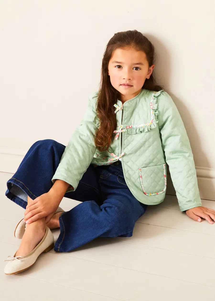 Clementine Floral Quilted Reversible Jacket in Coral (4-12yrs) COATS from Pepa London