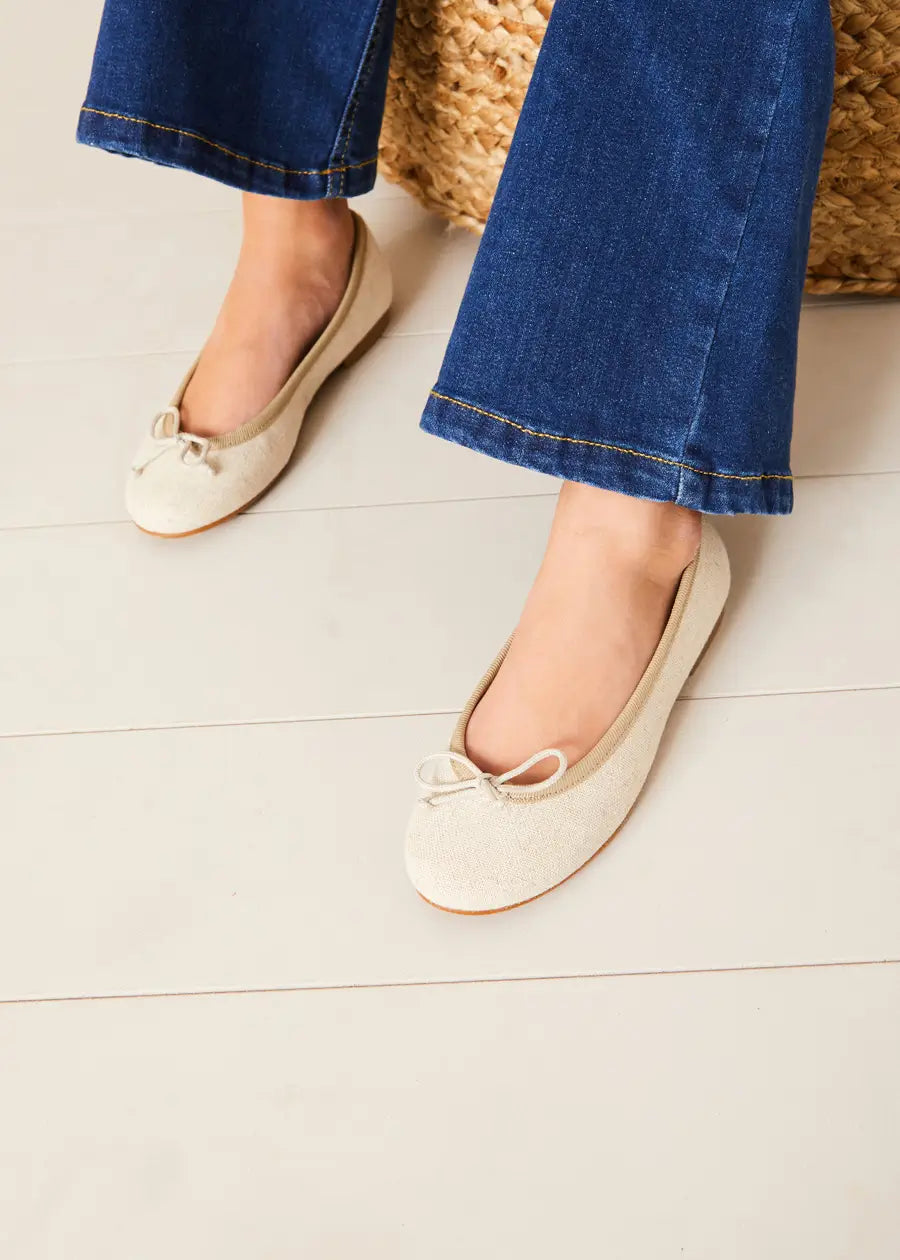 Linen Ballerina Shoes in Ivory (24-36EU) SHOES from Pepa London