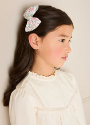 Violet Floral Medium Bow Hair Clip in Pink Hair Accessories from Pepa London