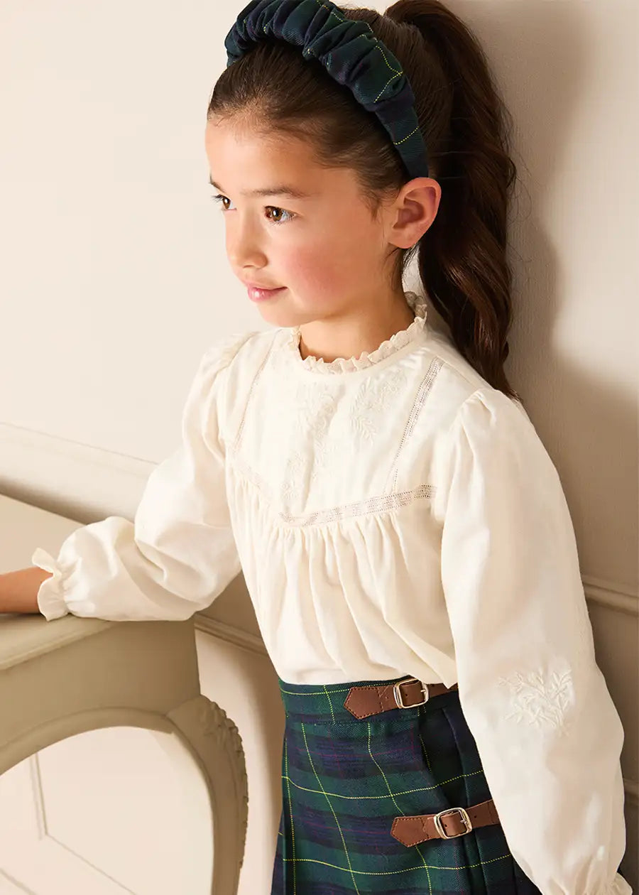 Floral Embroidered Long Sleeve Cream Blouse in Cream (2-10yrs) Tops & Bodysuits from Pepa London