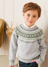 Fair Isle Merino Wool Jumper in Grey (4-10yrs) Knitwear  from Pepa London