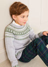 Fair Isle Merino Wool Jumper in Grey (4-10yrs) Knitwear  from Pepa London