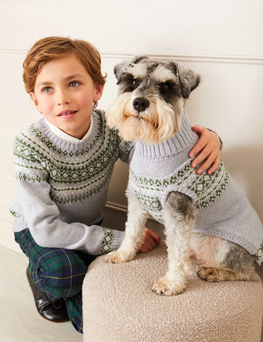 Fair Isle Dog Jumper in Grey (S-M) Knitwear  from Pepa London