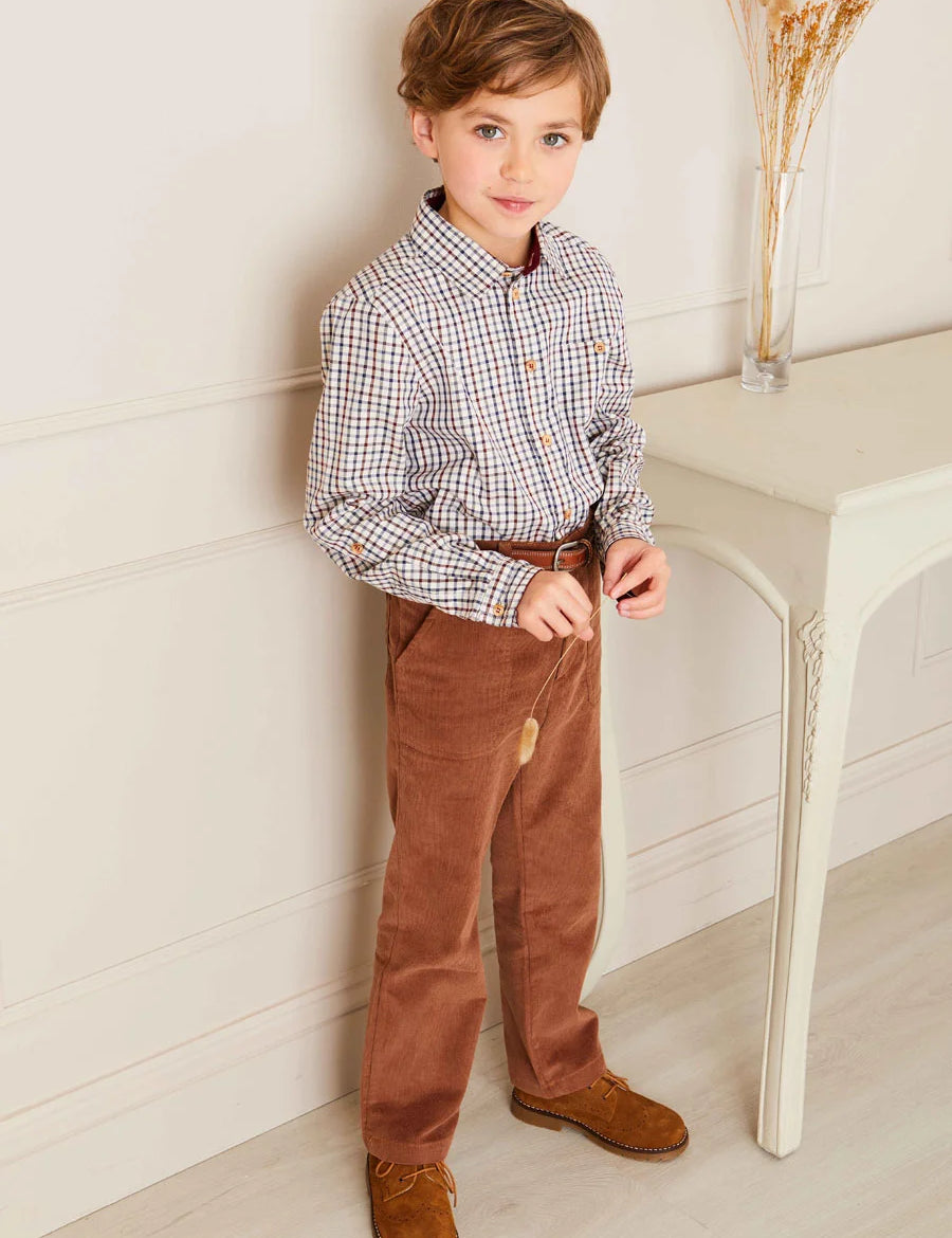 Corduroy Pocket Detail Trousers in Caramel (4-10yrs) Trousers  from Pepa London