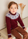 Classic Fair Isle Merino Wool Jumper in Burgundy (12mths-10yrs) Knitwear  from Pepa London