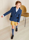 Herringbone Leather Button Shorts in Mustard (4-10yrs) Shorts  from Pepa London