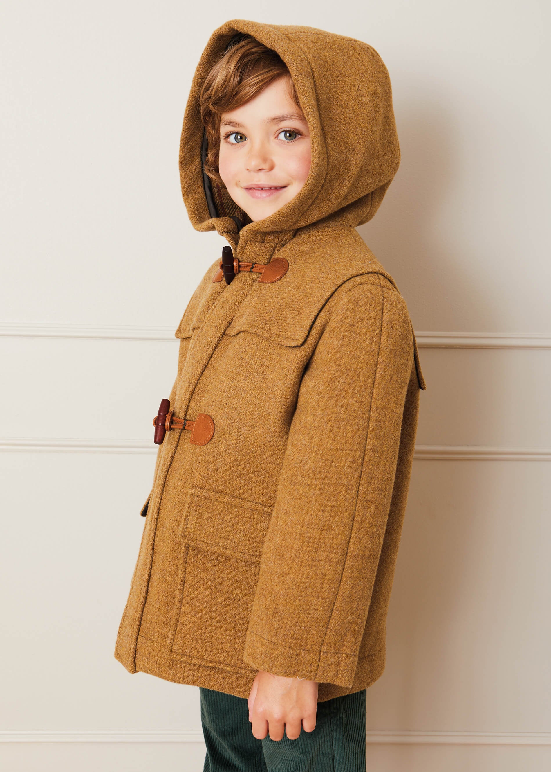 Double Faced Wool Toggle Fastening Coat In Camel (4-10yrs) COATS  from Pepa London