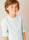 Maxwell Gingham Mao Collar Long Sleeve Shirt in Green (3-10yrs) SHIRTS from Pepa London