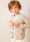 Safari Button Detail Cardigan in Camel (4-10yrs) KNITWEAR from Pepa London