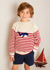 Whale Intarsia Striped Jumper in Red (6mths-6yrs) KNITWEAR from Pepa London