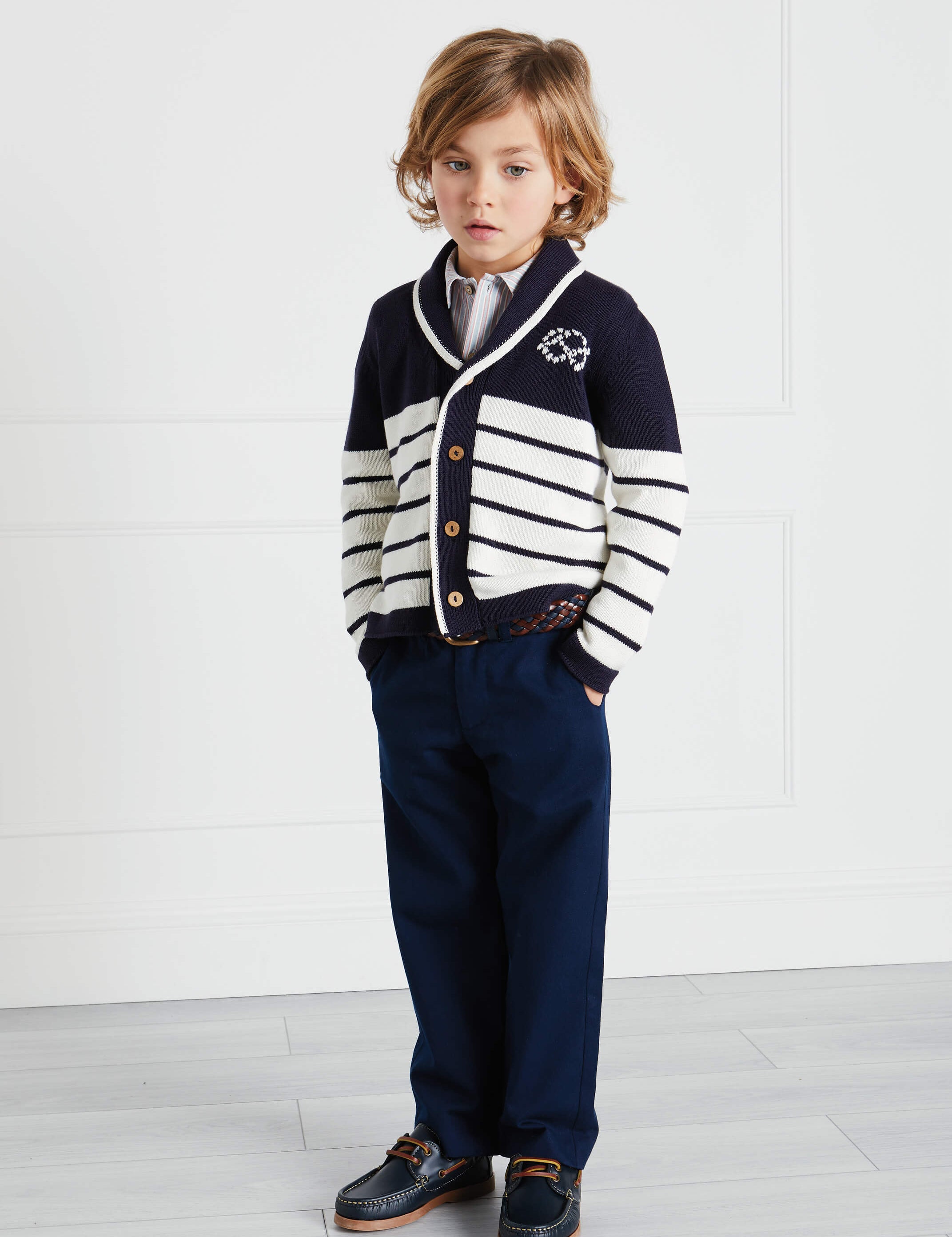 Soft Leather Boat Shoes in Navy (26-34EU) Shoes  from Pepa London