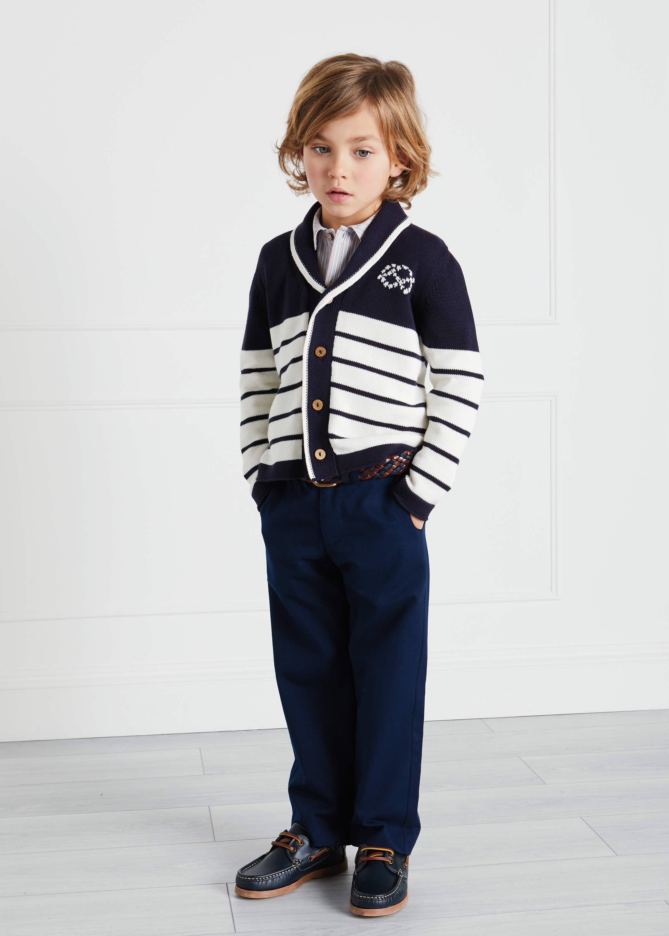 Soft Leather Boat Shoes in Navy (26-34EU) Shoes  from Pepa London