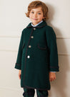 Austrian Single Breasted Coat With Grey Trim in Bottle Green (12mths-10yrs) Coats  from Pepa London