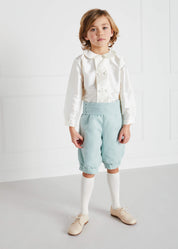 Boy's white double-breasted Peter Pan collar silk shirt (12mths-10yrs) Shirts  from Pepa London