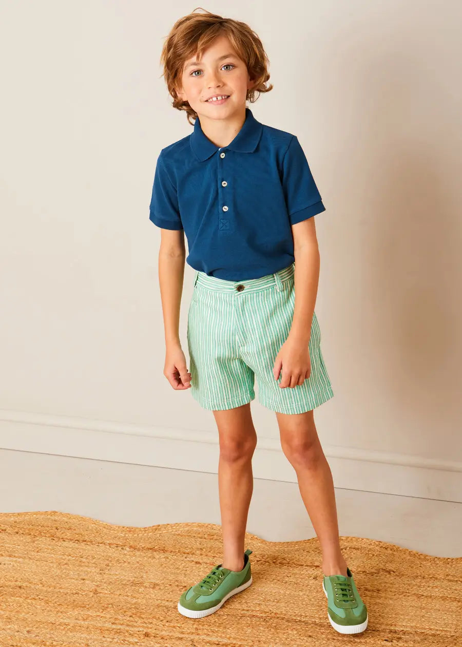 Cheyne Striped Pocket Detail Shorts in Green (4-10yrs) Shorts from Pepa London