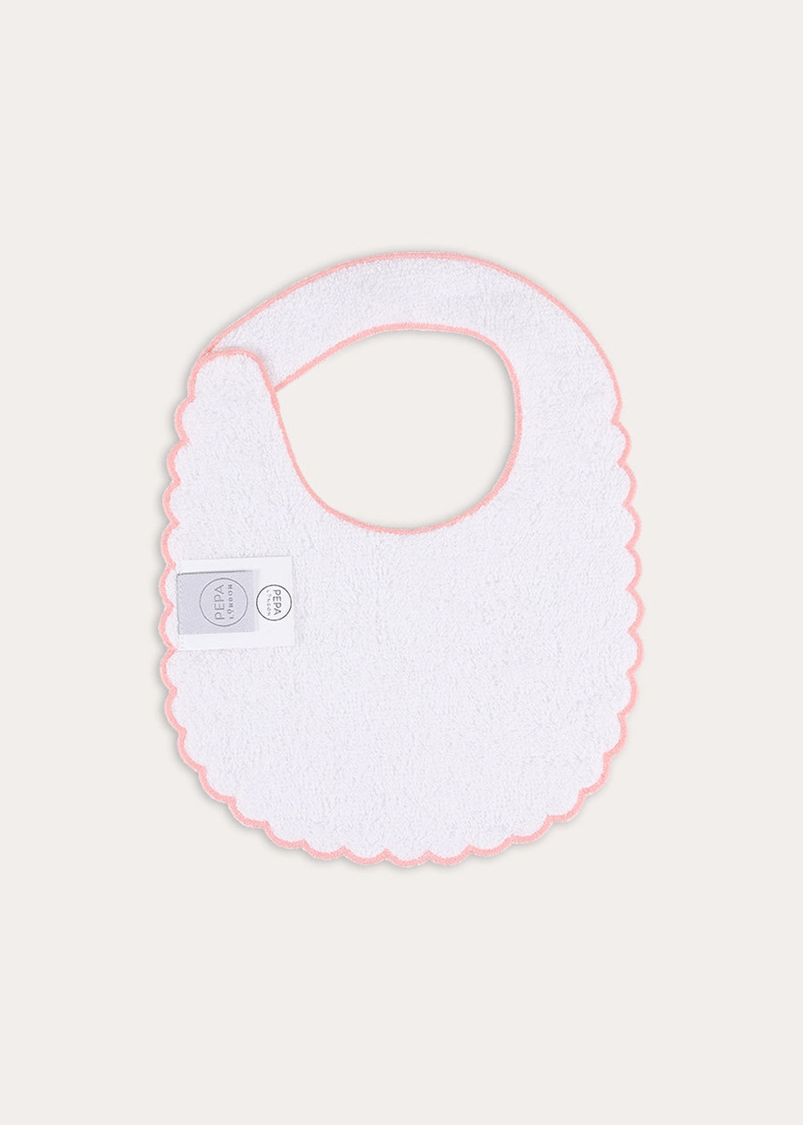 Violet Floral Pink Scallop Edge Bib in Pink Accessories from Pepa London