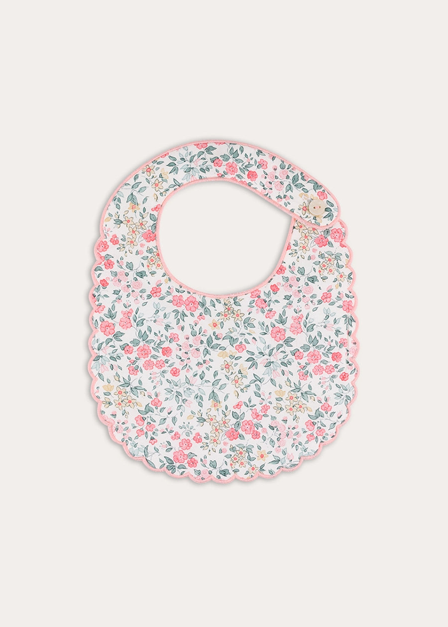 Violet Floral Pink Scallop Edge Bib in Pink Accessories from Pepa London