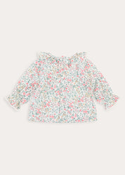 Violet Floral Frill Collar Blouse in Pink (3-12mths) Blouses from Pepa London