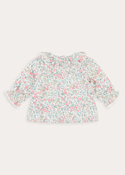 Violet Floral Frill Collar Blouse in Pink (3-12mths) Blouses from Pepa London