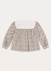 Evelyn Floral Mariner Collar Blouse in Green (18mths-10yrs) Blouses from Pepa London