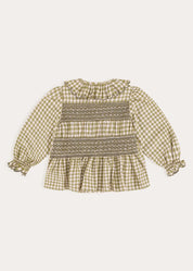 Westbury Gingham Smocked Blouse in Green (18mths-10yrs)