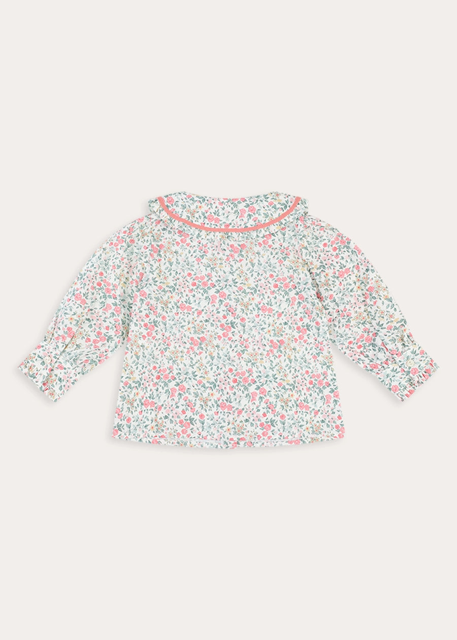 Violet Floral Frill Collar Detail Blouse in Pink (18mths-10yrs) Blouses from Pepa London