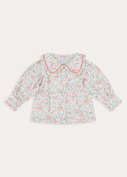 Violet Floral Frill Collar Detail Blouse in Pink (18mths-10yrs) Blouses from Pepa London