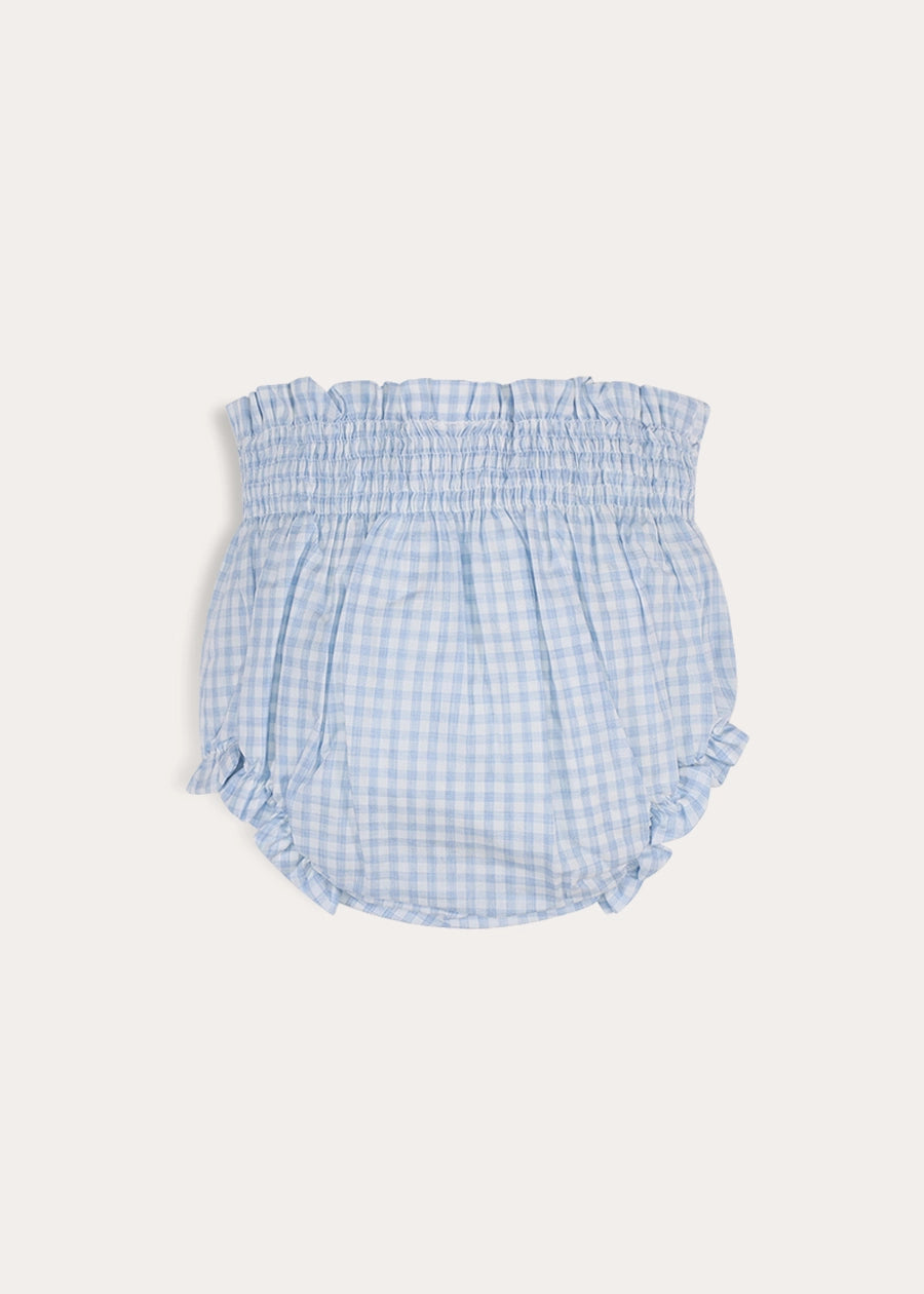 William Check Smocked Bloomers in Blue (3-12mths) Bloomers from Pepa London